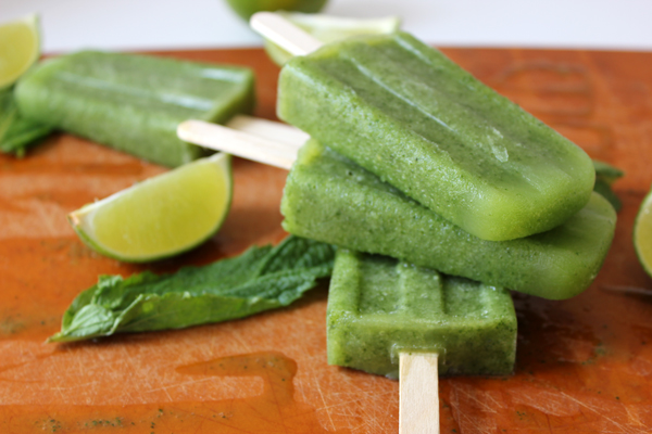 melon and fresh mint, cilantro and lime pops | via withach.com 